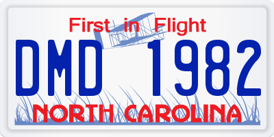 NC license plate DMD1982