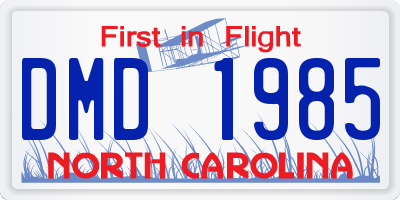 NC license plate DMD1985