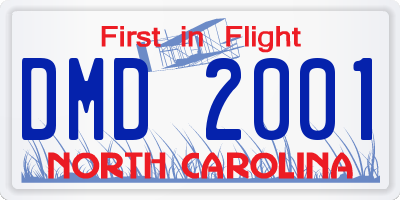 NC license plate DMD2001