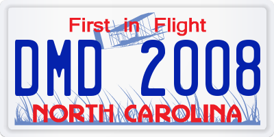 NC license plate DMD2008