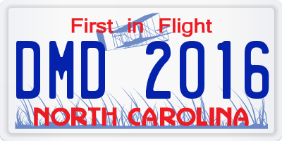 NC license plate DMD2016