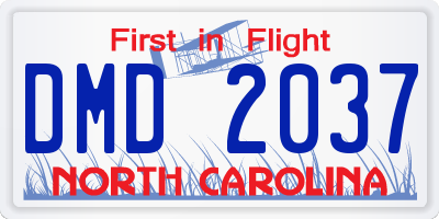 NC license plate DMD2037