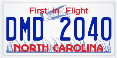 NC license plate DMD2040