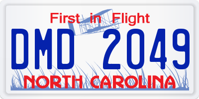 NC license plate DMD2049