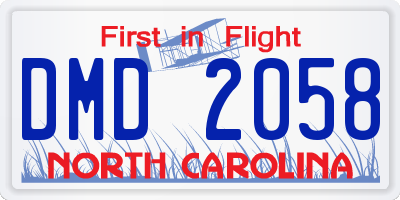 NC license plate DMD2058