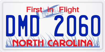 NC license plate DMD2060