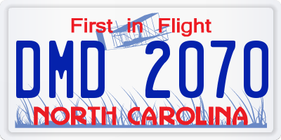NC license plate DMD2070