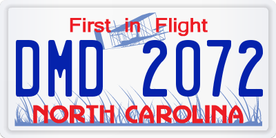 NC license plate DMD2072