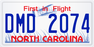 NC license plate DMD2074