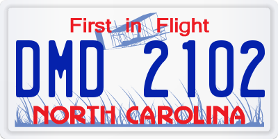 NC license plate DMD2102