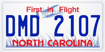 NC license plate DMD2107