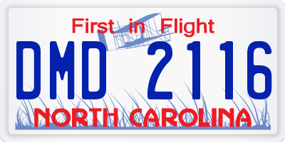NC license plate DMD2116