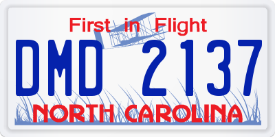 NC license plate DMD2137