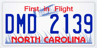 NC license plate DMD2139