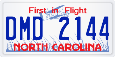 NC license plate DMD2144