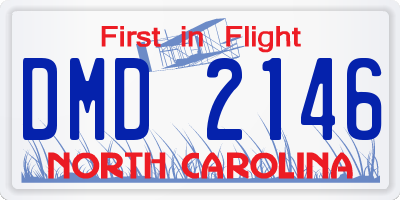 NC license plate DMD2146