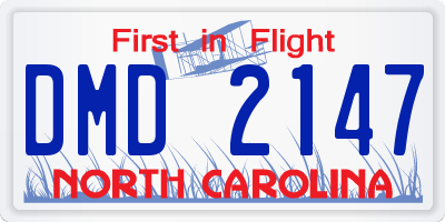 NC license plate DMD2147