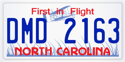 NC license plate DMD2163