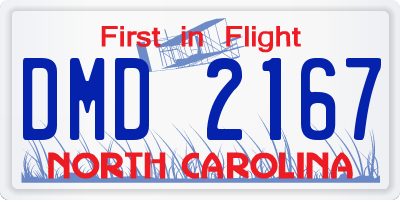 NC license plate DMD2167