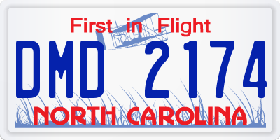 NC license plate DMD2174