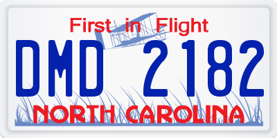 NC license plate DMD2182