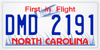 NC license plate DMD2191