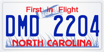 NC license plate DMD2204