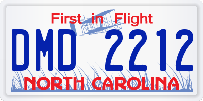 NC license plate DMD2212