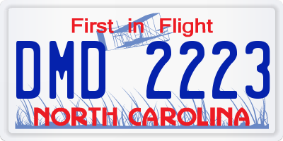 NC license plate DMD2223