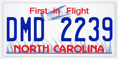 NC license plate DMD2239