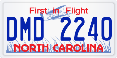 NC license plate DMD2240