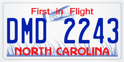 NC license plate DMD2243