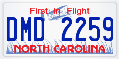NC license plate DMD2259