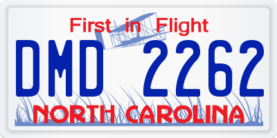 NC license plate DMD2262