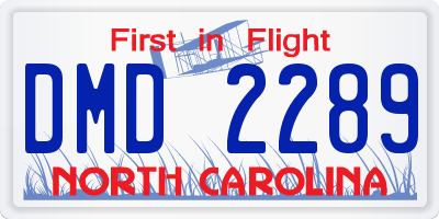NC license plate DMD2289
