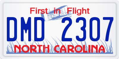 NC license plate DMD2307
