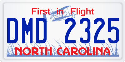 NC license plate DMD2325