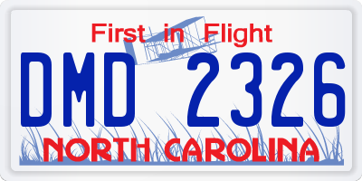 NC license plate DMD2326