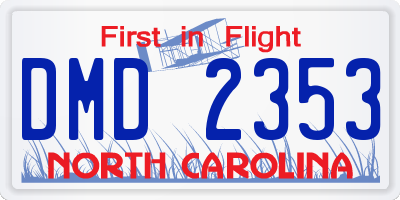 NC license plate DMD2353