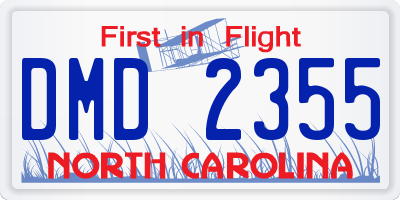 NC license plate DMD2355