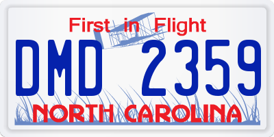 NC license plate DMD2359