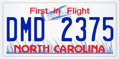 NC license plate DMD2375