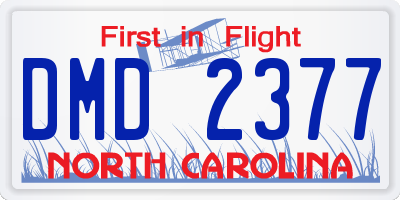 NC license plate DMD2377