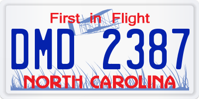 NC license plate DMD2387