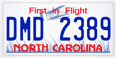 NC license plate DMD2389
