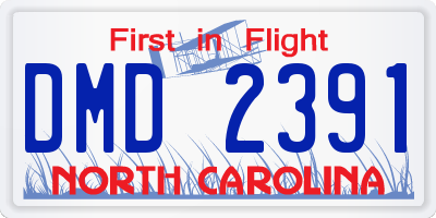 NC license plate DMD2391