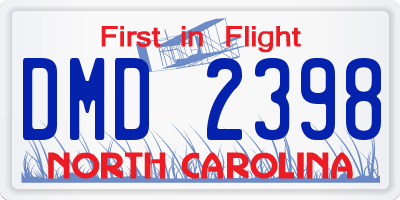 NC license plate DMD2398