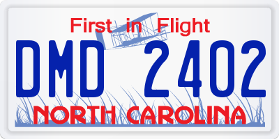 NC license plate DMD2402