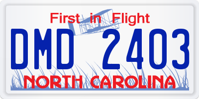 NC license plate DMD2403