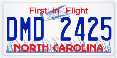 NC license plate DMD2425